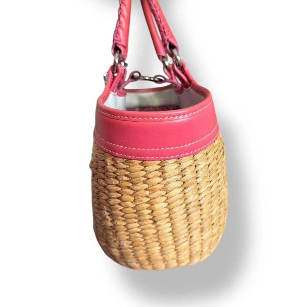Y2k Coach‎ 2003 Pink Basket Weave Straw Leather Soho Buckle Bag - Picture 7 of 9